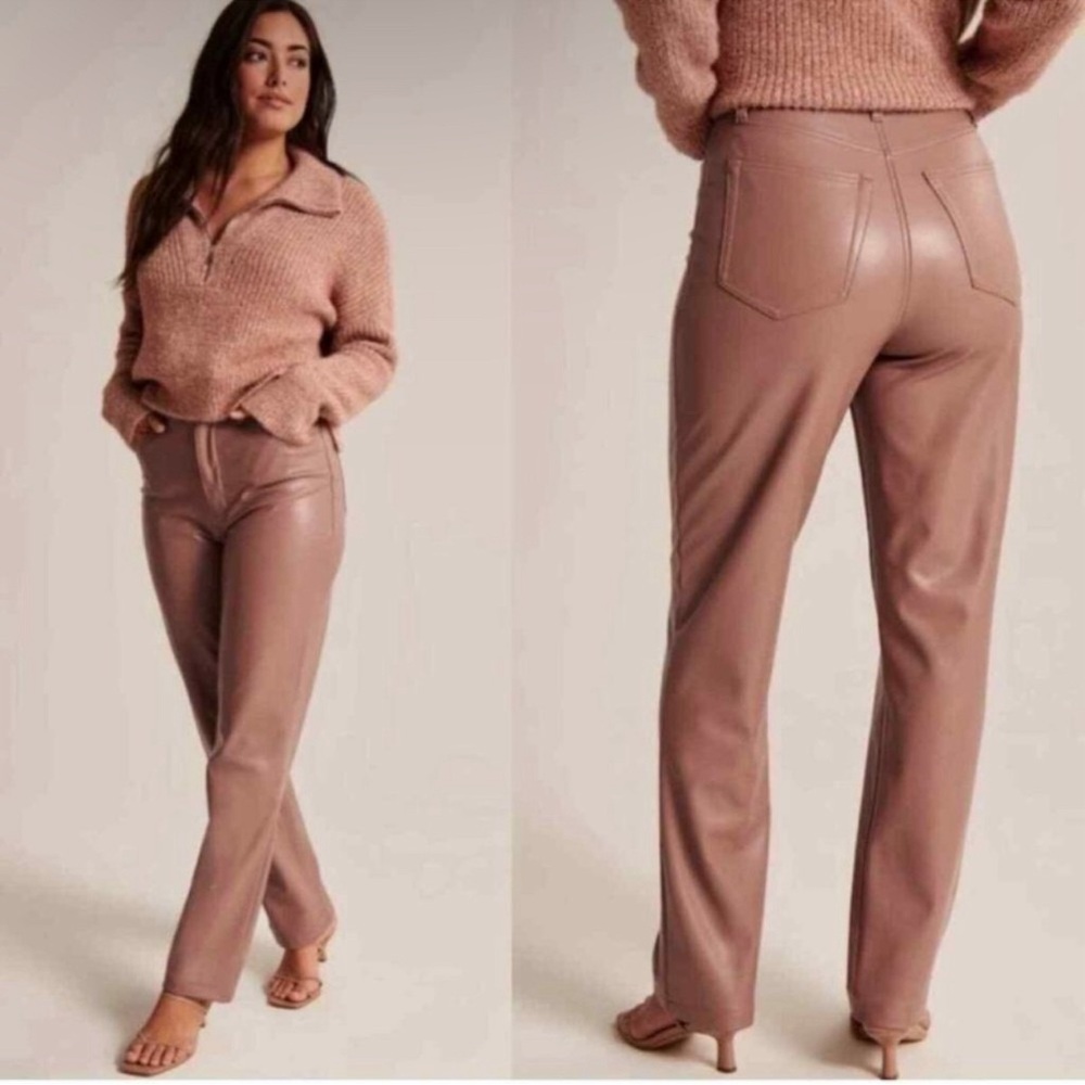 Abercrombie 90s straight vegan leather ultra high rise